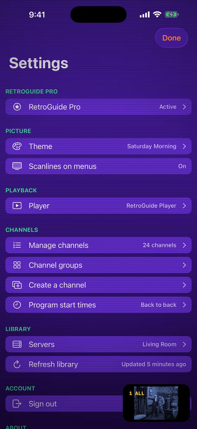 Settings on iPhone